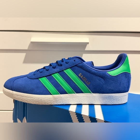 Adidas Gazelle Sneakers Suede Royal Blue/Green Sz 9.5 Men woman Sz 11 Retro - Picture 16 of 16